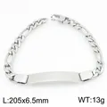 Silbernes Edelstahl Figaro-Armband mit gravierbarer gebogener ID-Platte - Stil 3 Figaro Kette (KB209630-KJX)