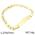 Goldenes Edelstahl-Figaro-Kettenarmband mit gravierbarer gebogener ID-Platte - Stil 3 Figaro Kette (KB212540-KJX)