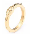 Anello rosario in acciaio inossidabile dorato con croce a rilievo e grani di preghiera - US 5 / Oro (19303)