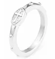 Anello rosario in acciaio inossidabile lucido argento con perline e croce - US 5 / Colore Acciaio (19303)