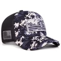 Tactical camouflage baseball cap with US flag velcro patch and breathable mesh back - Adjustable / Navy Blue