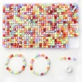 DIY colorful acrylic alphabet beads set in a 28-grid organizer box with elastic strings - Transparent Colored With White Letters