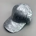 Silver reflective baseball cap featuring cool graffiti lettering and a metallic texture - 56-60cm / Silver Grey Glossy Embossed