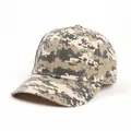 Casquette de baseball camouflage numérique avec design à six panneaux et visière courbée - Camo Numérique Bleu-Jaune