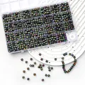 DIY jewelry kit with black square alphabet beads and colorful heart charms in organizer - Black With Colored Letters