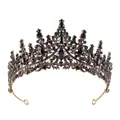 Vintage Gothic bridal crown in antique gold finish with elegant black rhinestones - Antique KC Black