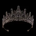 Couronne de mariée gothique vintage en or antique avec d'élégants strass noirs - KC Antique Noir