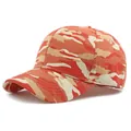Outdoor camouflage baseball cap in orange, red and beige palette with stiff crown - One Size / Orange Camouflage