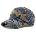 Outdoor camouflage baseball cap with blue and khaki pattern in durable canvas - One Size / Navy Khaki Camouflage