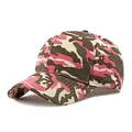 Baseball cap with pink and beige camouflage pattern in structured cotton canvas - One Size / Rose Red Coffee Camouflage