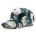 Blue and white camouflage baseball cap with six-panel structure and curved brim - One Size / Blue White Khaki Black Camo
