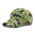 Classic jungle camouflage baseball cap with six-panel structure and curved brim design - One Size / Khaki Green Camouflage