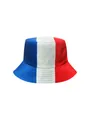 Vue détaillée des rayures du drapeau français et de la texture sur le chapeau bob - France 1
