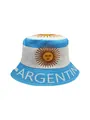Chapeau bob drapeau Argentine bleu et blanc avec motif soleil et texte du pays - Argentine
