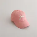 Pink girls baseball cap with white embroidered bow, stylish sun hat for outdoor activities - 2-8 Years / Lotus root pink
