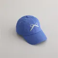 Blue kids baseball cap with white bow embroidery made of cotton twill fabric - 2-8 Years / Blue