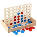 Classic wooden four-in-a-row board game with red and blue counters in natural wood box - Four in a Row