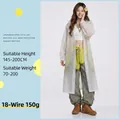 White translucent frosted EVA raincoat, 18-mil thick, for height 145-200cm, unisex style - One Size / White