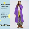 Imperméable réutilisable en EVA violet pour adulte avec capuche et boutons-pression - Style Cordon De Serrage Violet Pour Adulte [150 G 18 Mil Givré Extra Épais]