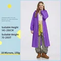 Reusable purple EVA raincoat for adults with thickened hood and white snap buttons - Purple Adult Drawstring Style [150g 18-mil Frosted Extra Thick]