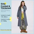 Thickened grey EVA hooded raincoat for adults, waterproof and durable matte finish - Grey Adult Drawstring Style [150g 18-mil Frosted Extra Thick]