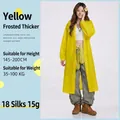 Yellow thickened EVA reusable hooded raincoat for adults with drawstring and button closure - Yellow Adult Drawstring Style [150g 18-mil Frosted Extra Thick]