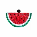 Macro shot of watermelon acrylic evening clutch showing green rind and black seeds details - Watermelon Shape