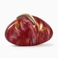 Artistic marble textured acrylic evening clutch bag with elegant golden crescent clasp - Red