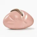 Pink marble texture acrylic evening bag with gold metal clasp in pebble shape - Pink