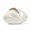Irregular pebble-shaped pearlescent acrylic evening clutch bag with rose gold clasp - Off White