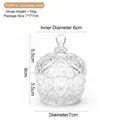 Transparent sunflower pattern glass candy jar with lid, 7cm diameter and 9cm height - 150g