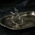Vintage silver dragon wrap ring with detailed scales and oxidised finish for men - J430 Little Dragon 5g