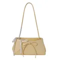 Pale yellow baguette shoulder bag with a bow detail and polka dot ribbon handle - Yellow