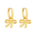 Eleganti orecchini a fiocco dorati con dettagli a righe e finitura metallica - Stile orecchini a cerchio con fiocco / Oro