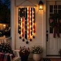 Patriotic July 4th door hanging tapestry with LED lights and red white blue tassels - Star Light Style (Without Wood Stick)