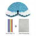Silikon-Sensorik-Aktivitätsset mit 12 bunten Streifen und klarem Reißverschlussbeutel - Regenbogen-Stil / Blau