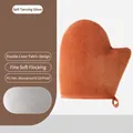 Brown velvet tanning mitt with thumb slot and waterproof lining for smooth application - Thumb Mitt / Brown