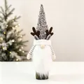 Détails du couvre-bouteille de vin gnome de Noël avec paillettes et bois de renne - Housse de Bouteille Gnome Chapeau Gris