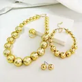Elegant four-piece gold pearl jewelry set including necklace, bracelet, ring and earrings - Gold CCB Style