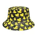 Black bucket hat with yellow cartoon duck pattern for versatile sun protection - M (56-58cm) / Black Duck/Monster