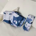 Ombrello pieghevole gatto cartone animato blu e bianco con custodia abbinata - Gatto Blu - Automatico