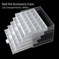 5-layer 120 grids white nail art accessory organizer in clear acrylic drawer - 5 Layers 120 Compartments / White
