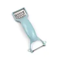 Light blue dual-function peeler and grater with stainless steel blades for vegetables - Blue