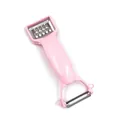 Pink multi-functional vegetable peeler with stainless steel grater and non-slip handle - Sakura Pink