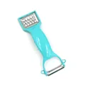 Bright blue dual-head vegetable peeler with stainless steel blades and ergonomic non-slip handle - Sky Blue