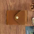 Brown vintage crazy horse leather driver's license cover with secure metal snap button - Driver's License Case / Crazy Horse Brown