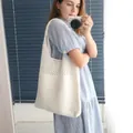 White crochet tote bag with mesh hollow design for casual summer holiday travel - Hollow Mesh / 802 White