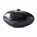 Acrylic evening clutch bag with black and white marble swirl texture and metal ball clasp - Black (Marble Pattern)