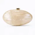 Chic egg-shaped acrylic evening clutch bag with mother-of-pearl texture and gold clasp - Apricot