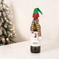 Miniature Christmas wine bottle decor set with knitted elf hat and striped scarf detail - Green Zirconia Set